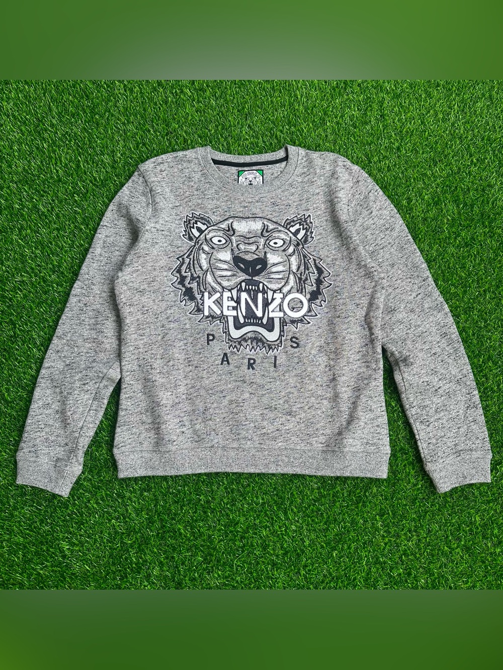 Kenzo Tiger Embroidered Heather Gray Sweatshirt